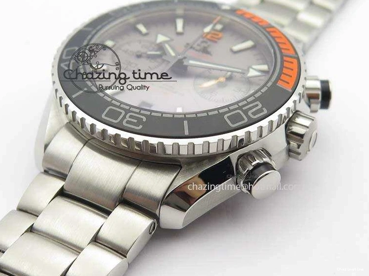 1223 Planet Ocean Master Chronometer Chrono SS OM 1:1 Best Edition Gray Dial On SS Bracelet A Reliable 8180